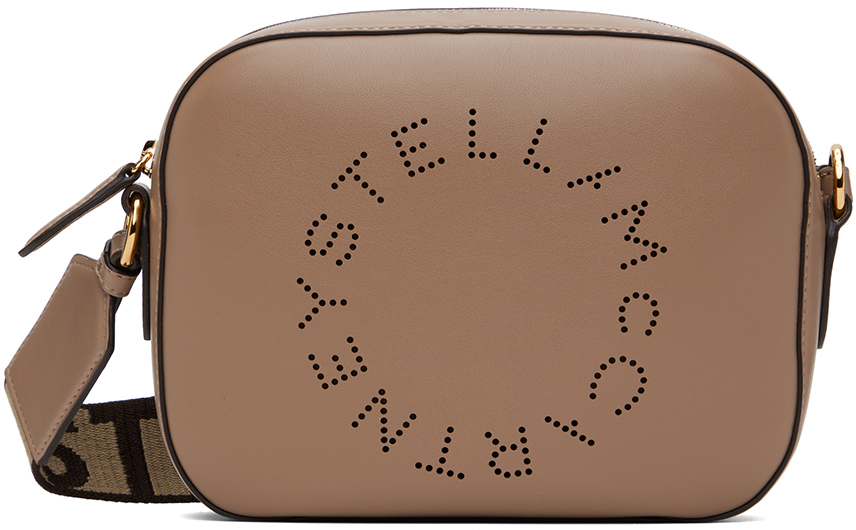 Stella Mccartney Taupe Logo Camera Bag In Brown