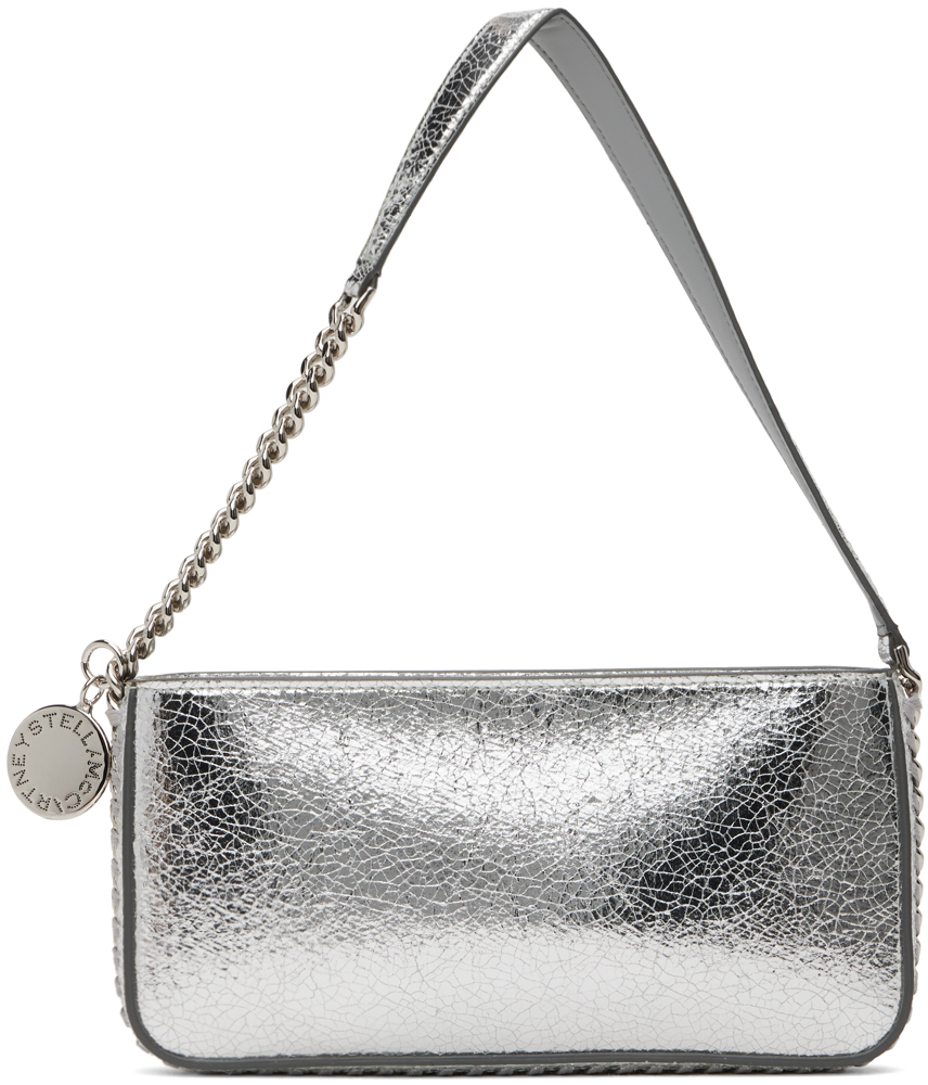 Shop Stella Mccartney Silver Cracked Metallic Alter Mat Bag In 8101 Silver