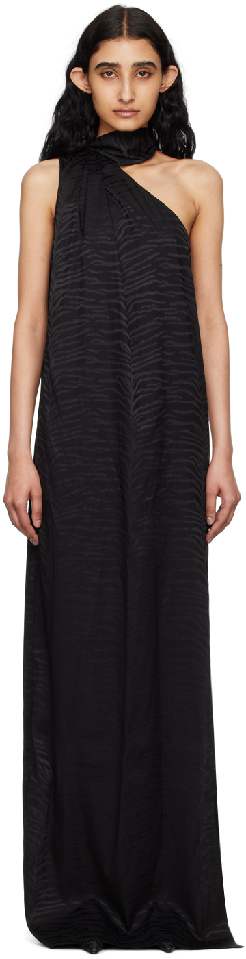 Stella Mccartney Black Tiger Print Maxi Dress In 1000 Black