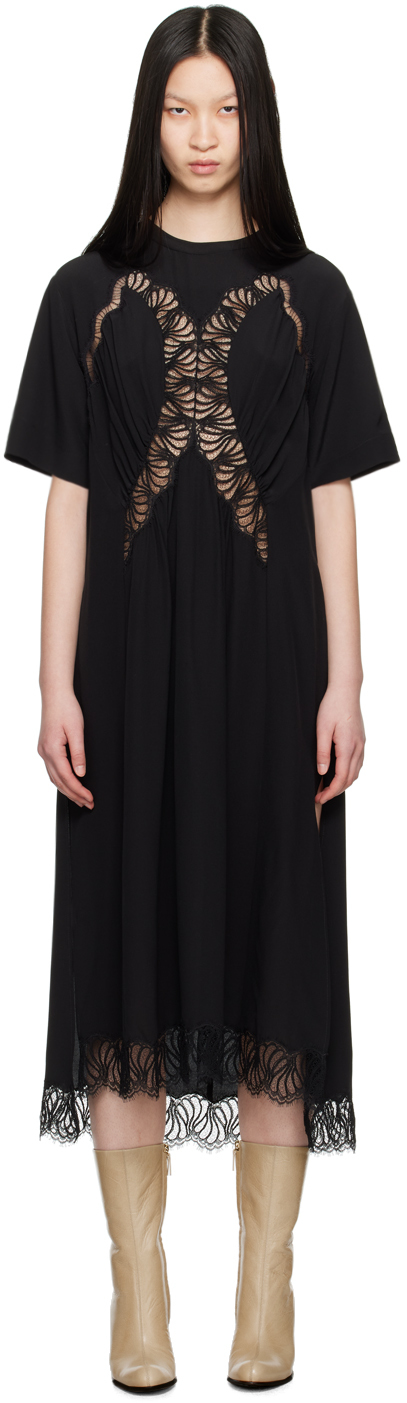 Black Gathered Maxi Dress