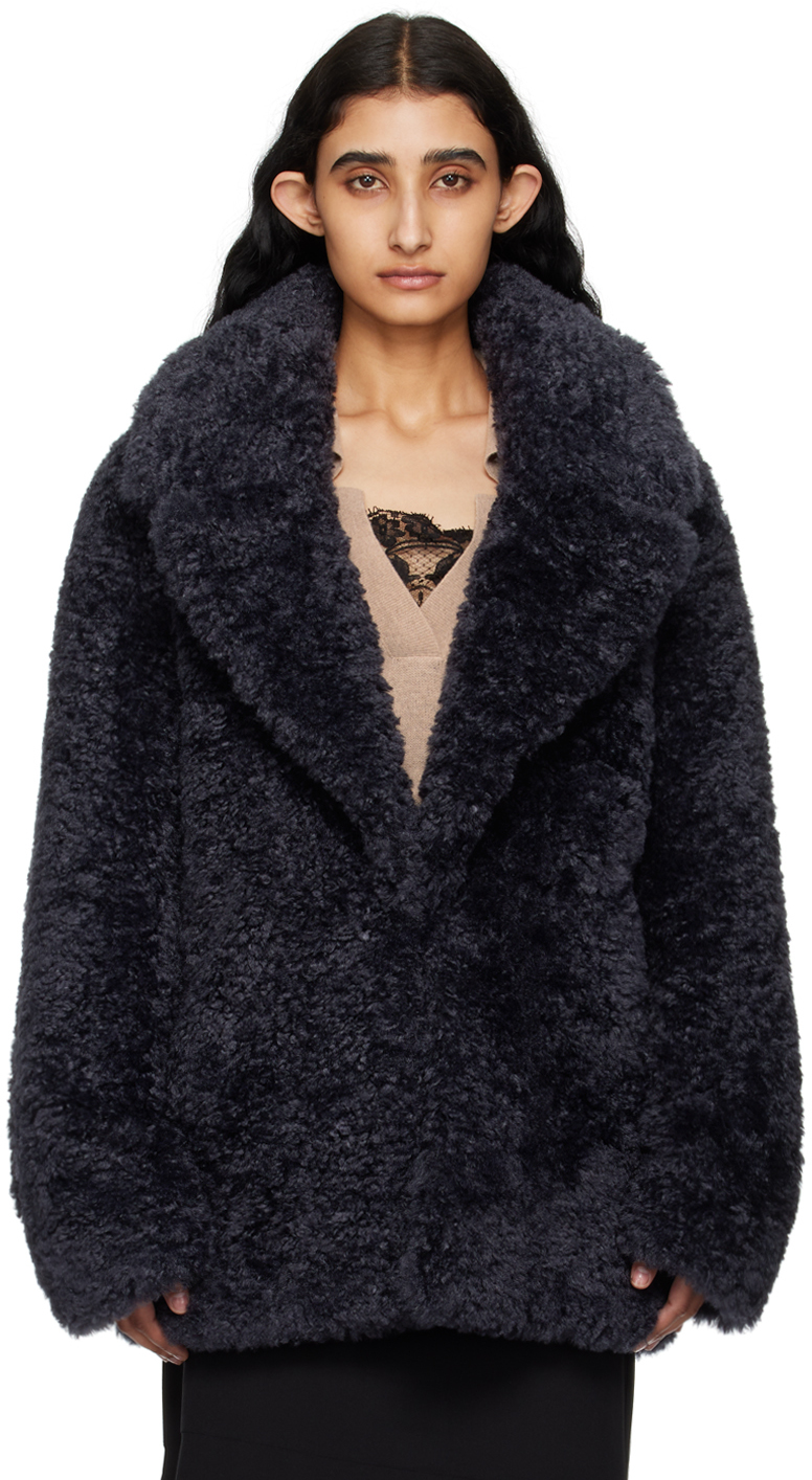 Stella Mccartney Navy Short Faux-shearling Jacket In 4000 Navy