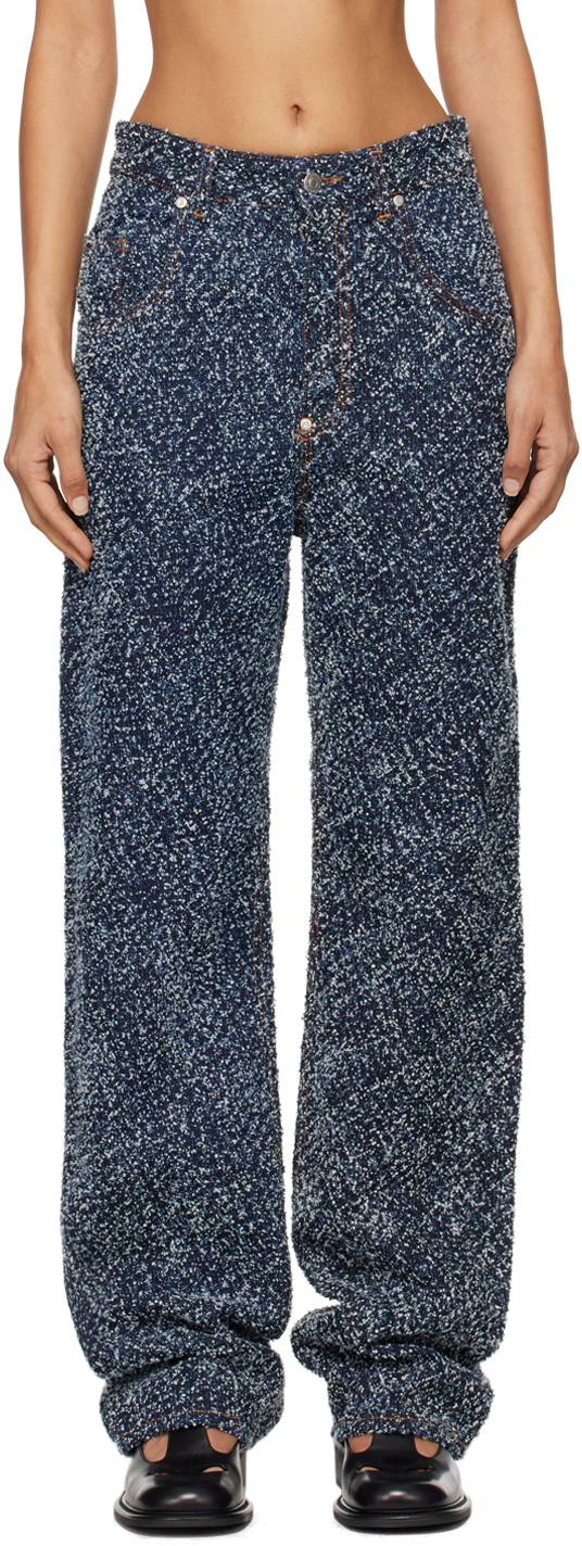 Shop Stella Mccartney Blue High-rise Bouclé Jeans In 4224 Blue Boucle Den