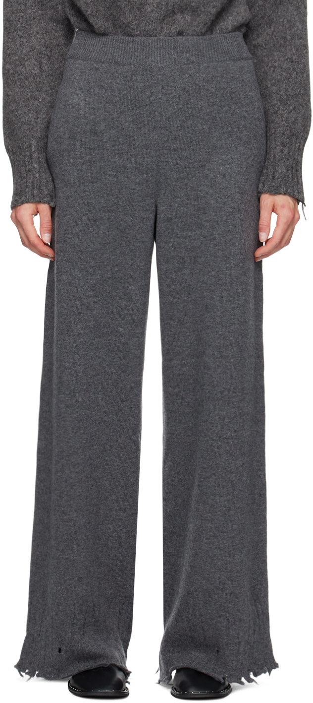 Gray Flared High-Rise Trousers