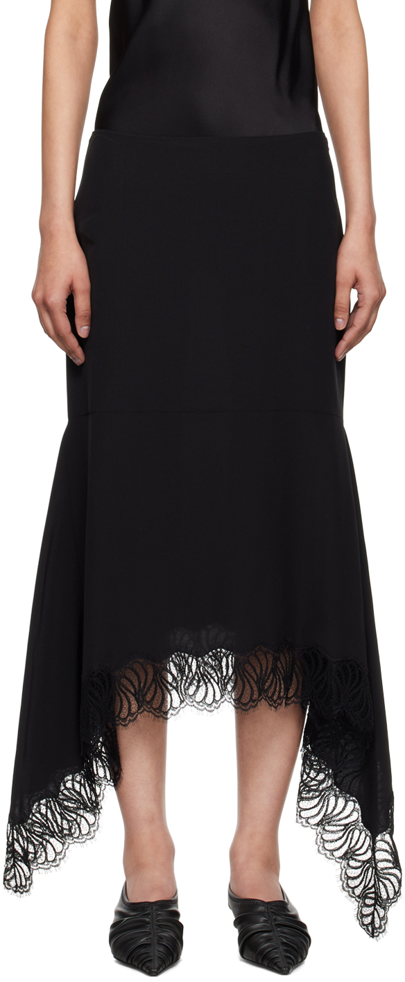 Stella Mccartney Black Asymmetric Midi Skirt In 1000 Black