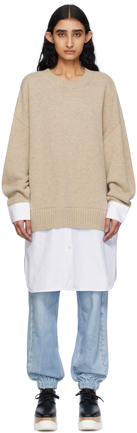 Shop Stella Mccartney Beige Shirting Sweater In 2505 Beige