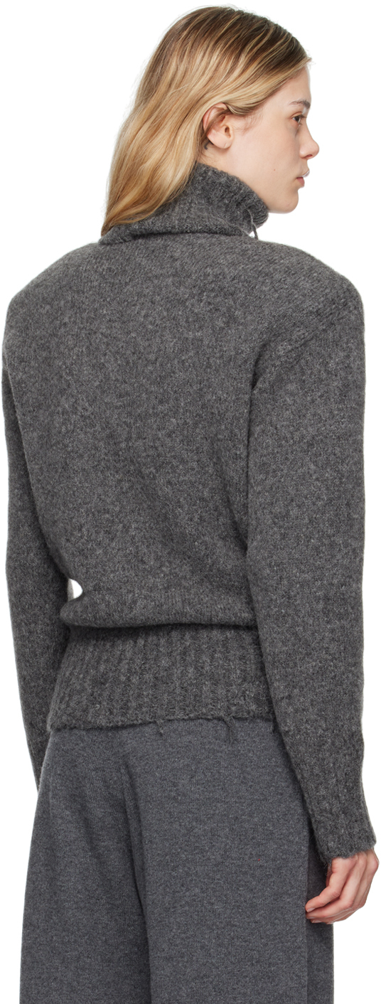 Stella Mccartney Gray Distressed Turtleneck In 1267 Dark Grey Melan