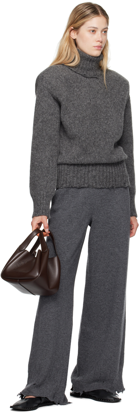 Stella Mccartney Gray Distressed Turtleneck In 1267 Dark Grey Melan