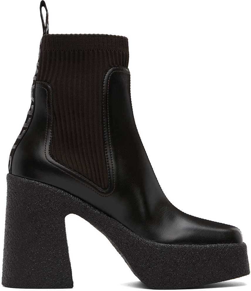 Brown Skyla Heeled Sock Boots by Stella McCartney on Sale