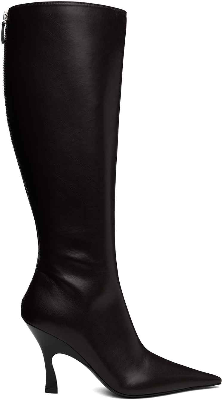 Brown Elsa Knee-High Heeled Tall Boots