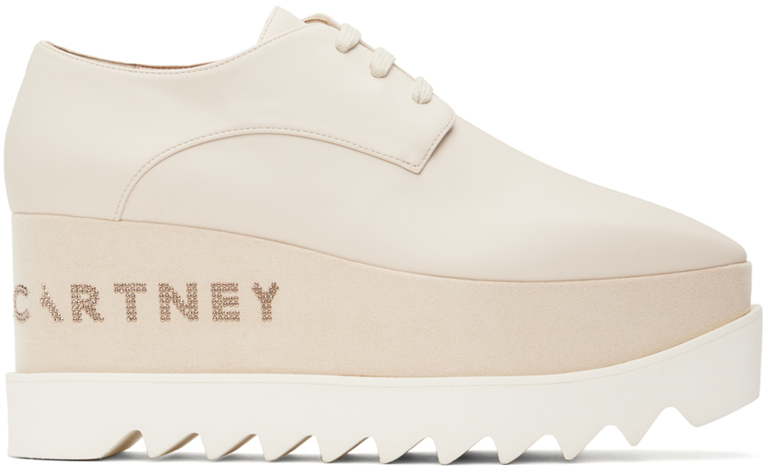 【関税込み】Stella McCartney ベージュ Elyse ダービー Stella McCartney: ベージュ Elyse ロゴ プラットフォーム