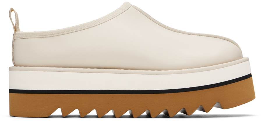 Shop Stella Mccartney Off-white Sneak-elyse Platform Slippers In 9050 Greggio