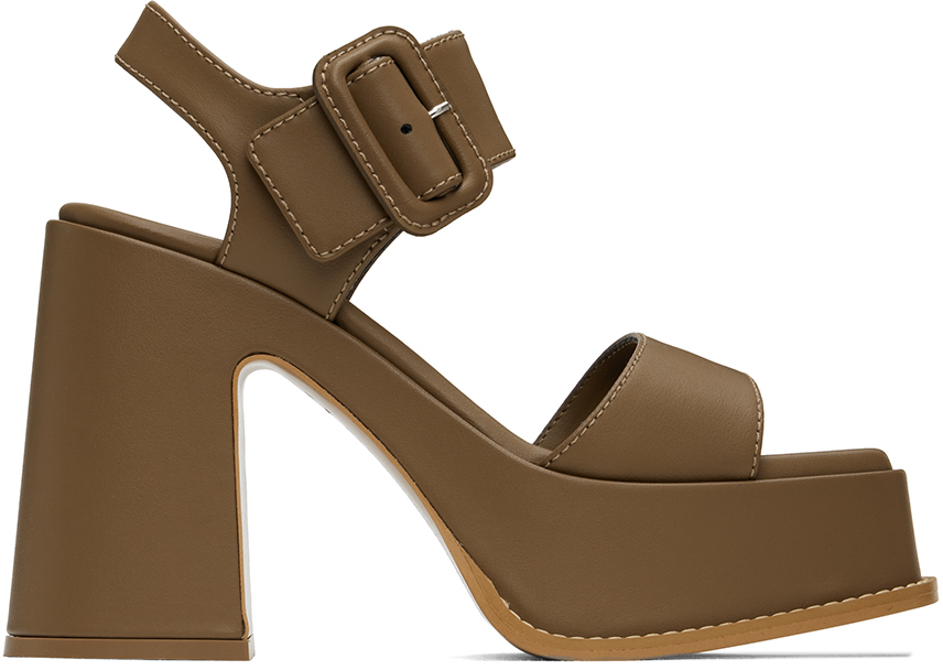 Brown Skyla Buckled Platform Heeled Sandals