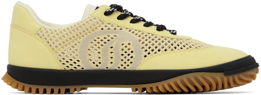 Shop Stella Mccartney Yellow S-wave Sport Mesh Paneled Sneakers In 9223 Cream/natural