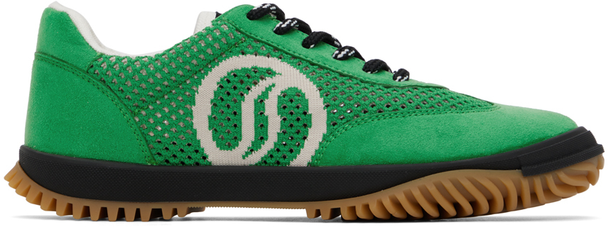 Shop Stella Mccartney Green S-wave Sport Mesh Paneled Sneakers In 3308 Fern/natural