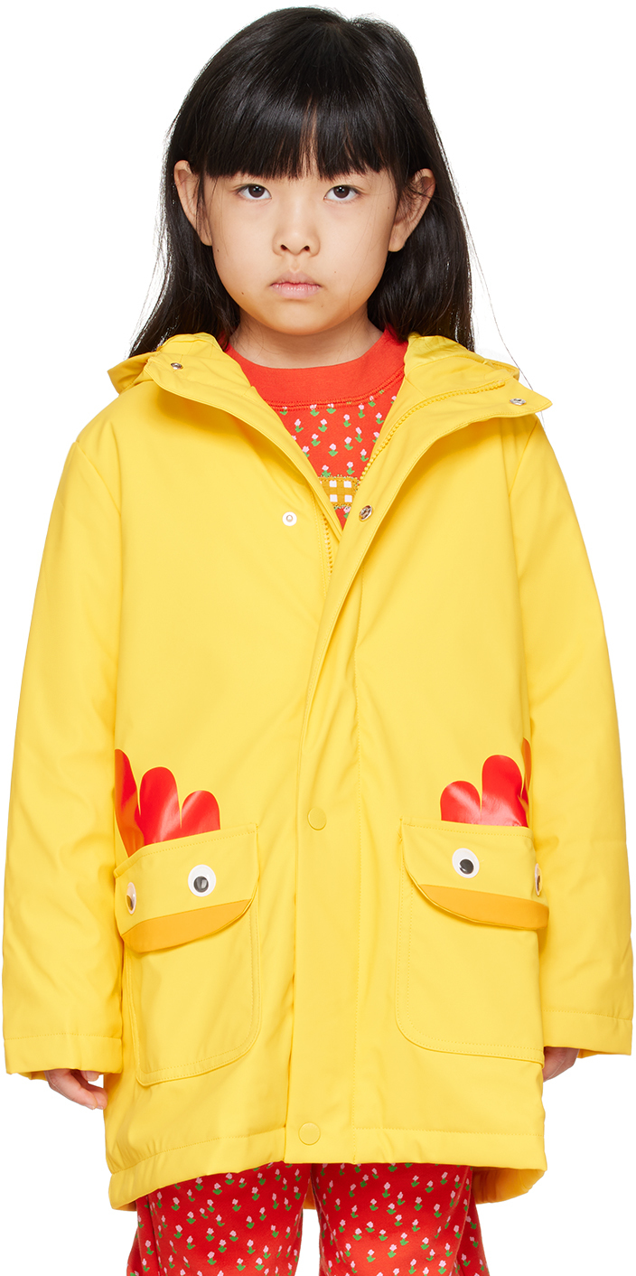 Kids Yellow Padded Chick Rain Coat by Stella McCartney on Sale
