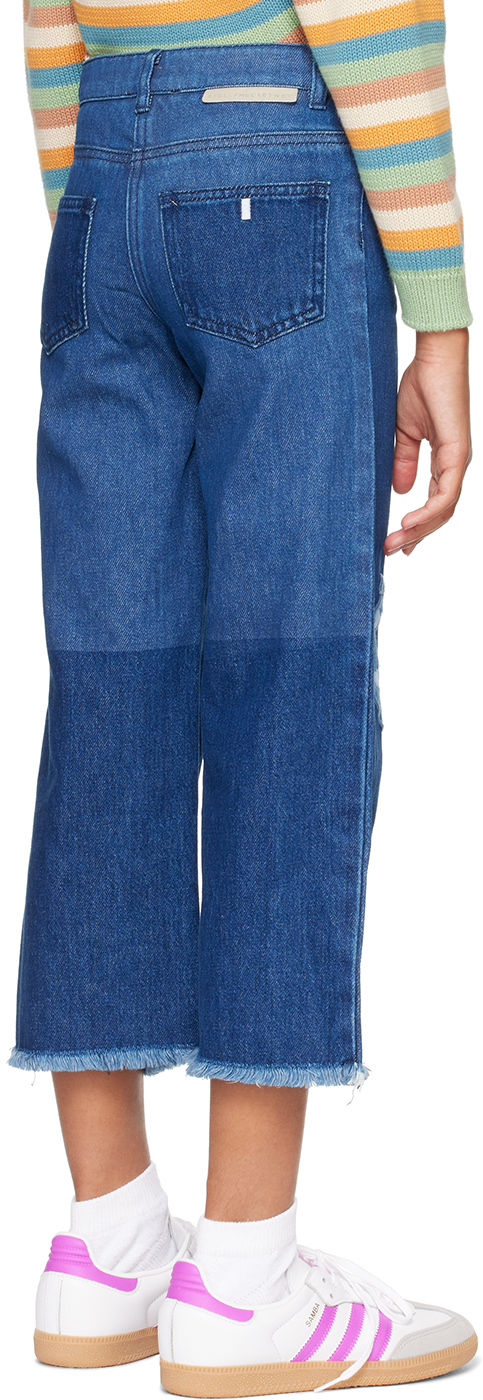 Stella Mccartney Kids Navy Horseshoe Patches Jeans In 666 Navy