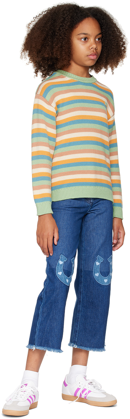 Stella Mccartney Kids Navy Horseshoe Patches Jeans In 666 Navy