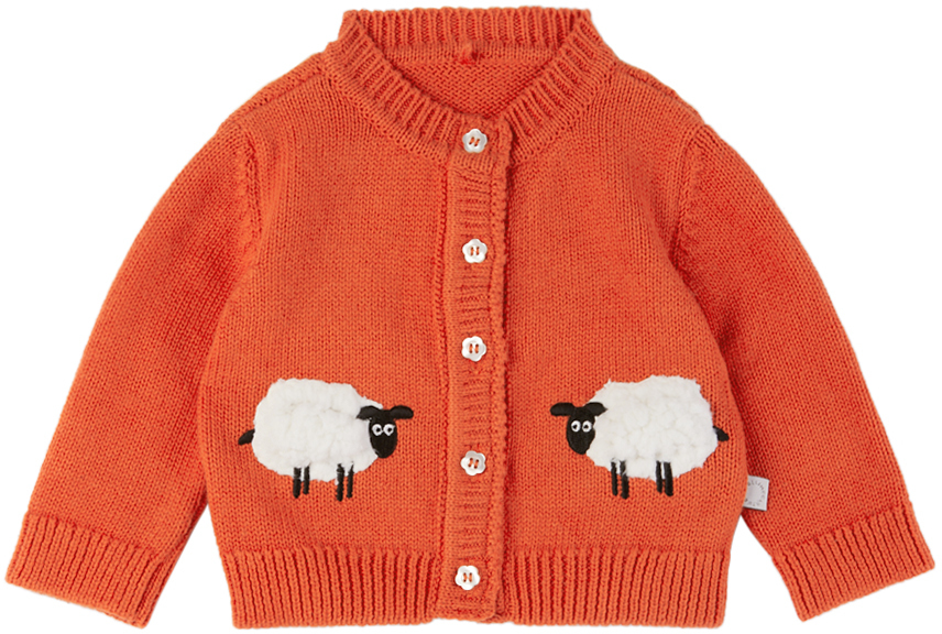 Shop Stella Mccartney Baby Red 3d Fluffy Sheeps Cardigan In 421 Red