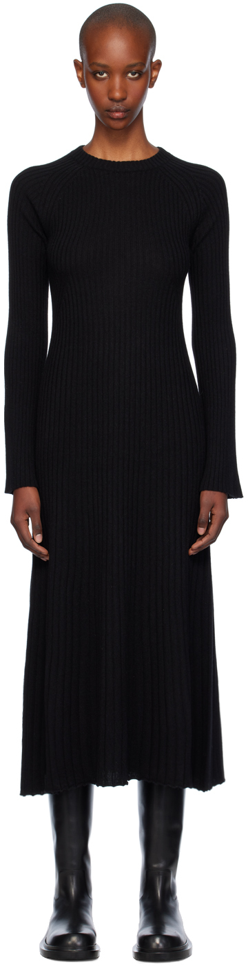 Loulou Studio Black Hobas Knit Midi Dress In Black