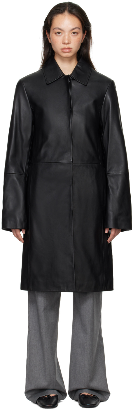 Shop Loulou Studio Black Gilo Leather Coat