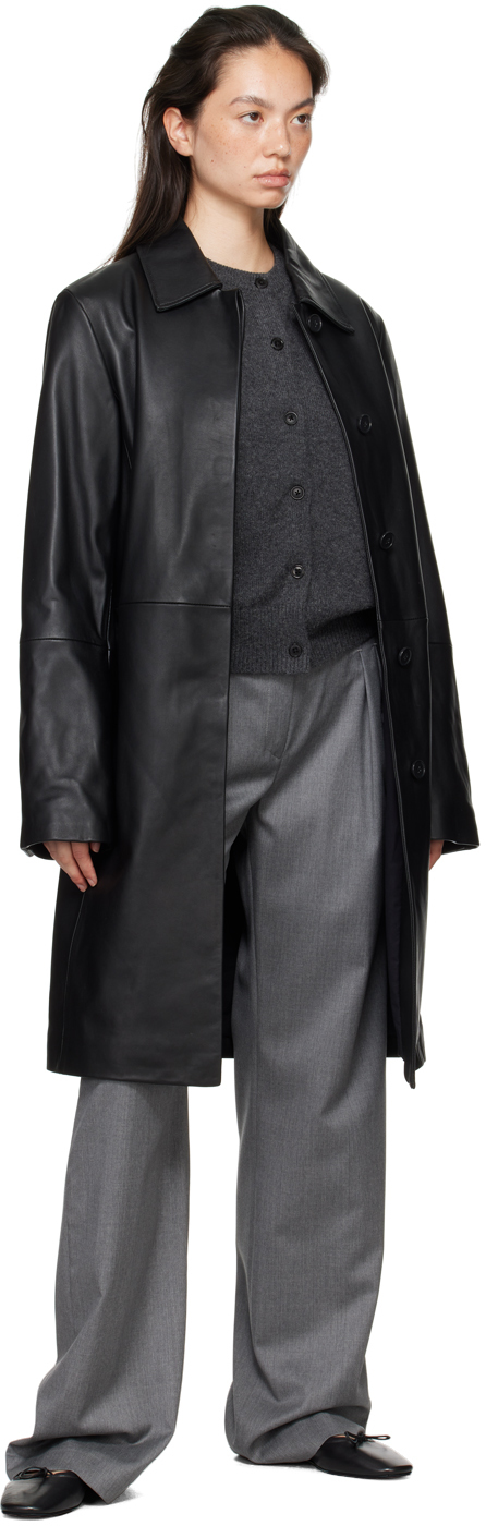Shop Loulou Studio Black Gilo Leather Coat