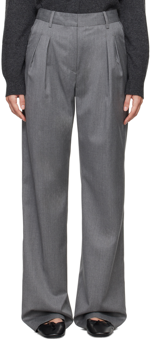 Gray Sbiru Trousers by Loulou de Saison on Sale