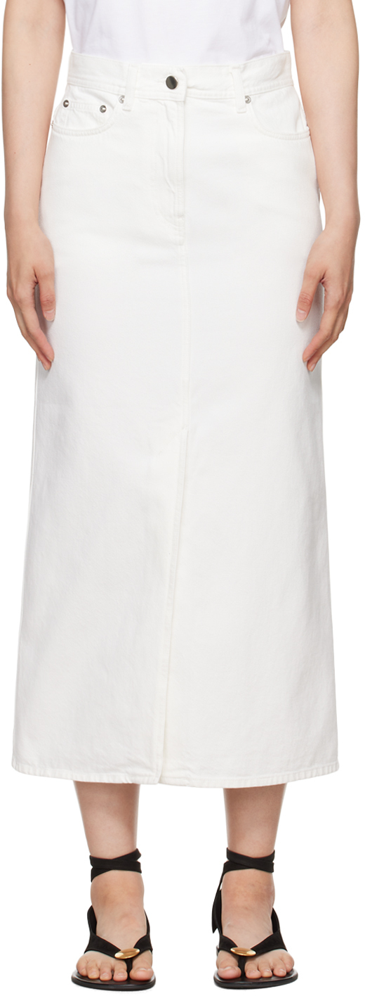 White Rona Denim Midi Skirt