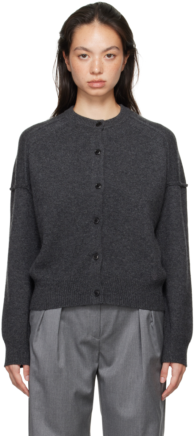 Shop Loulou Studio Gray Keti Cardigan In Anthracite Melange