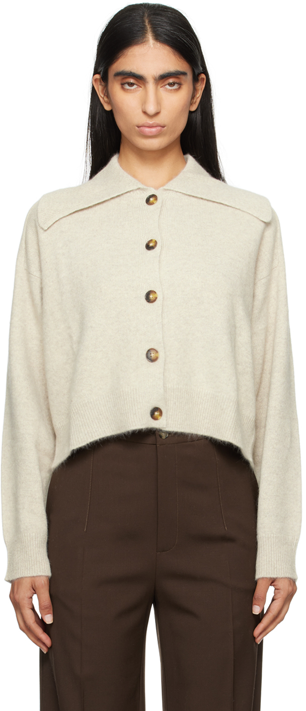 Shop Loulou Studio Beige Sao Cardigan In Stone Melange