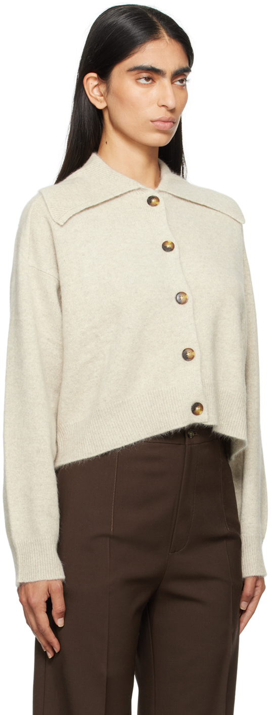 Loulou Studio Lune Boxy Shirt In Virgin Wool In Stone Melange