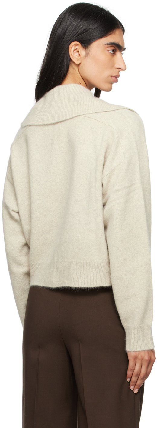 Loulou Studio Lune Boxy Shirt In Virgin Wool In Stone Melange