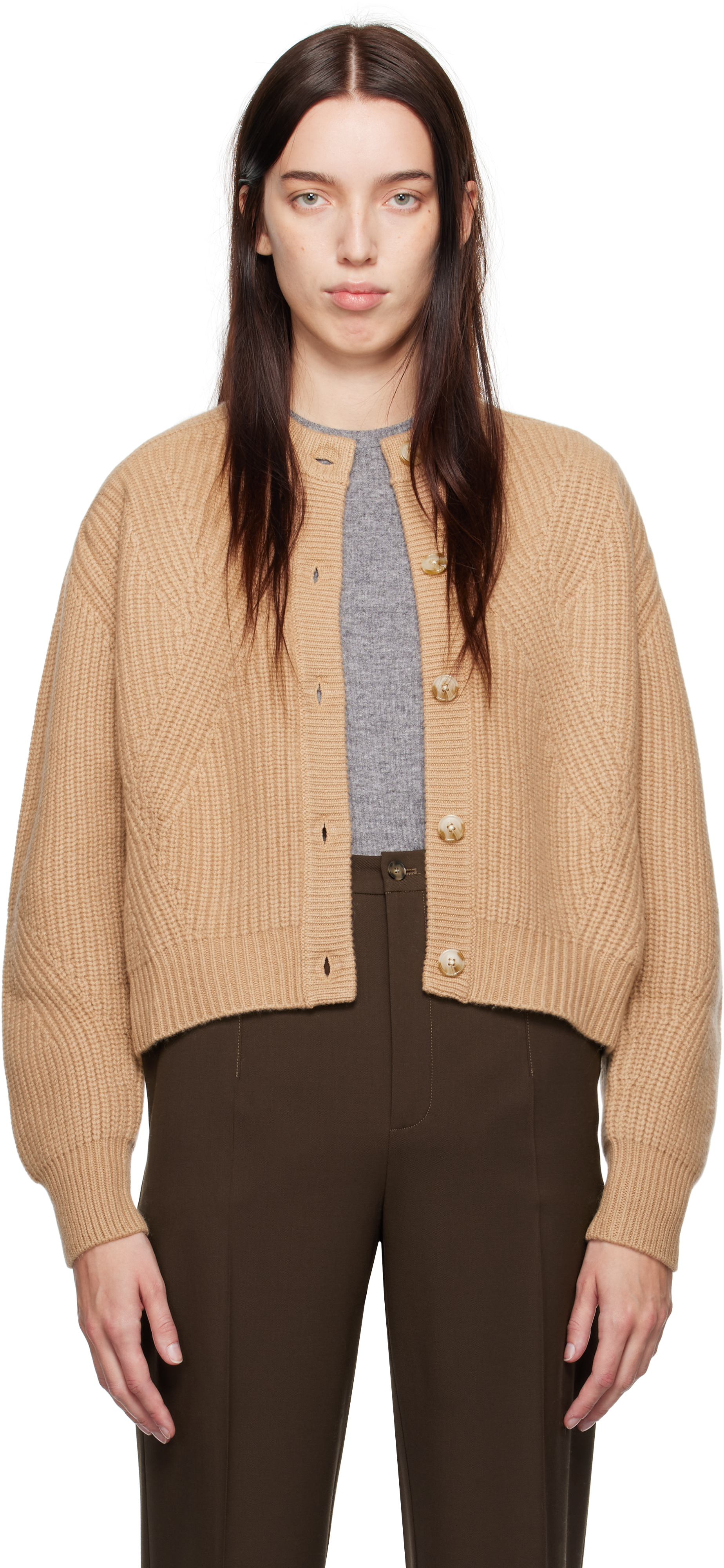 LOULOU STUDIO BROWN MANOA CARDIGAN
