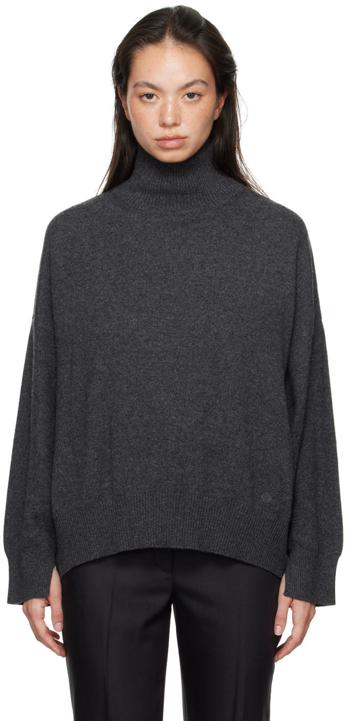 Shop Loulou Studio Gray Murano Turtleneck In Anthracite