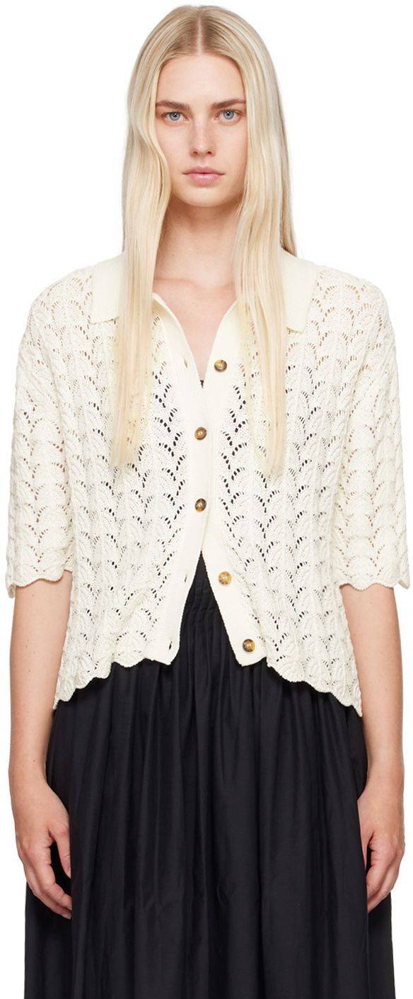 LOULOU STUDIO WHITE ADRIA CARDIGAN 