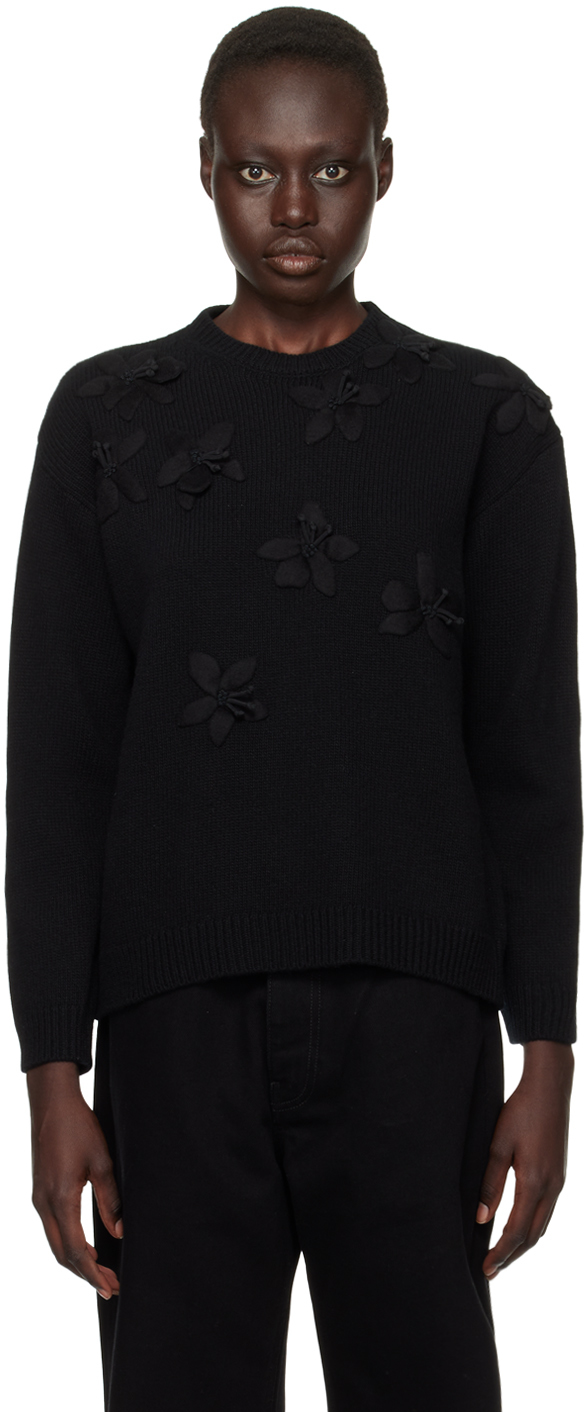 Shop Valentino Black Embroidered Sweater In 0no Nero