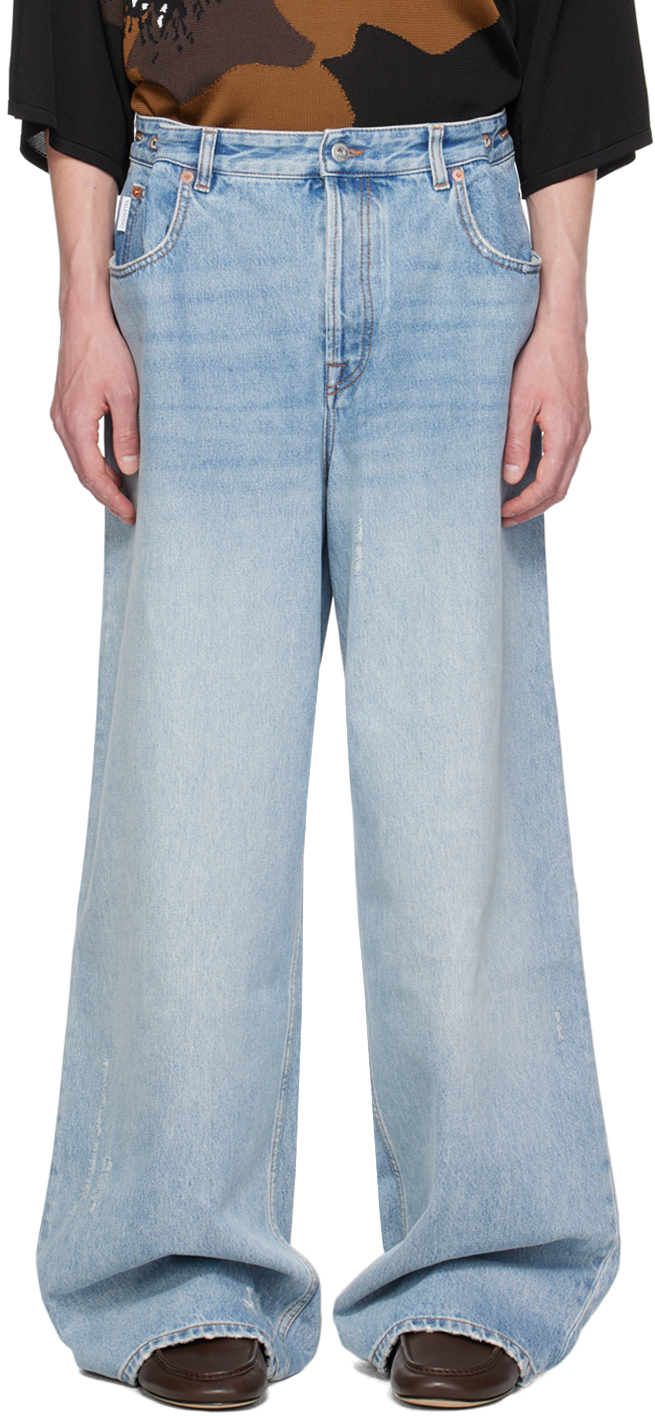 Shop Valentino Blue Faded Jeans In 508dnm Blu Lv Chiaro