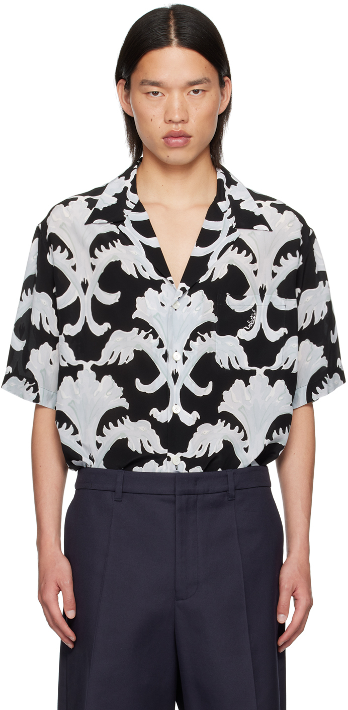 Shop Valentino Black & Blue Metamorphos Wall Shirt In Zbc Wall Nero/perla