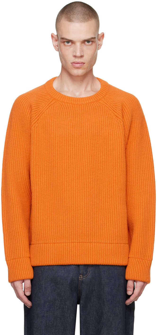 Shop Valentino Orange Crewneck Sweater In Nh5 Pure Orange