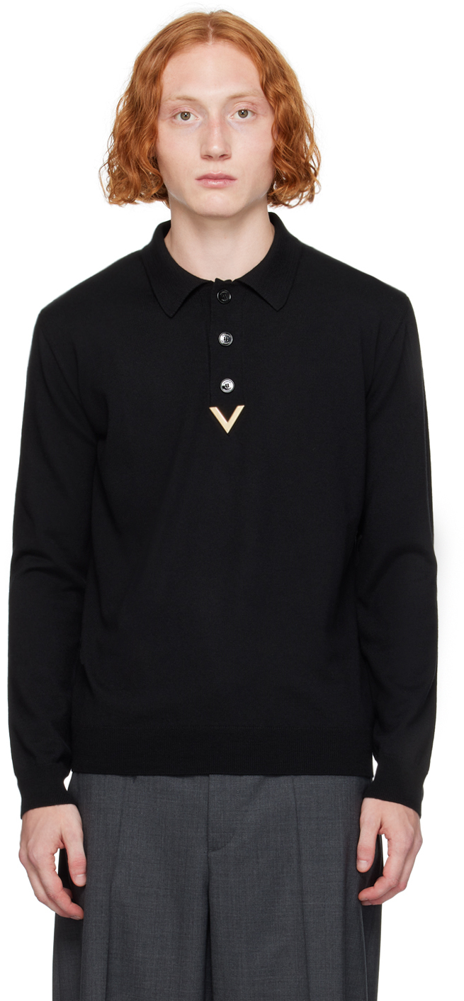 Shop Valentino Black Hardware Polo In 0no Nero