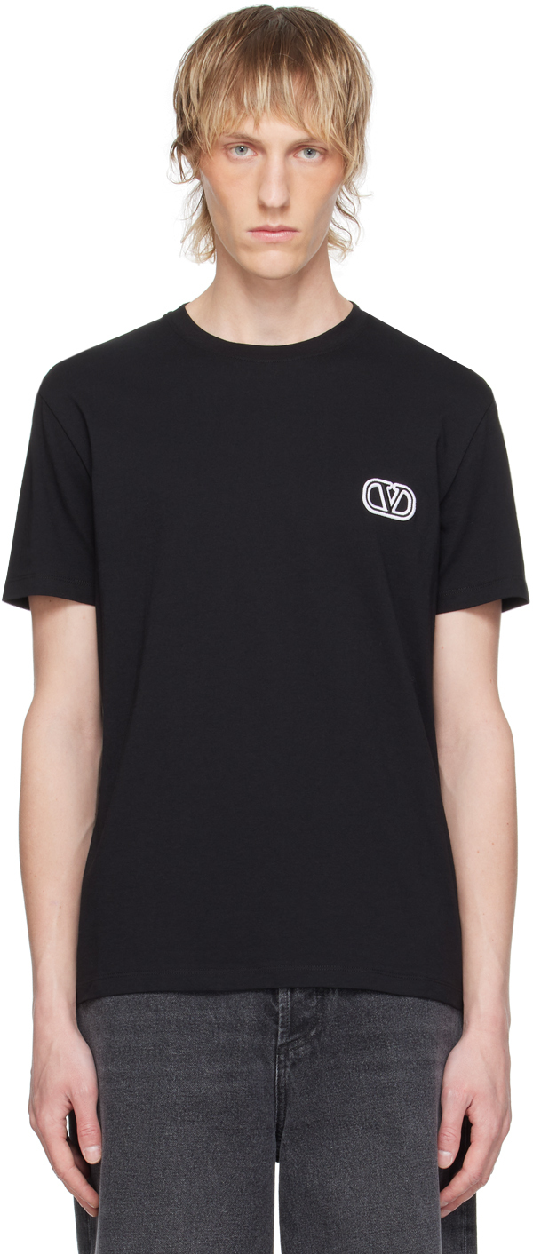 Shop Valentino Black Vlogo T-shirt In 0no Nero