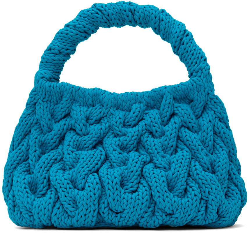 Blue Cable Knit Bag