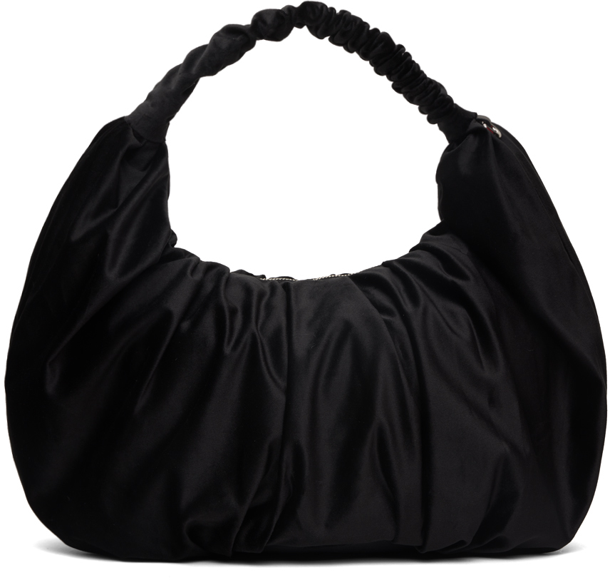 Black Ruffle Shopper Bag