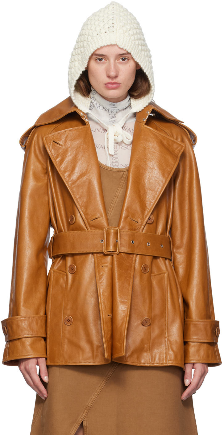 Shop Jw Anderson Tan Short Leather Jacket In 640 Tan