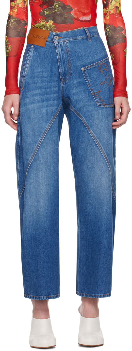 Shop Jw Anderson Blue Twisted Workwear Jeans In 804 Light Blue