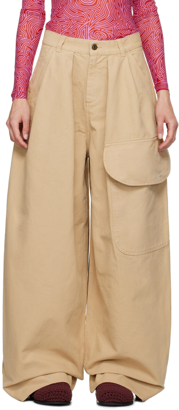 Beige Cargo Trousers