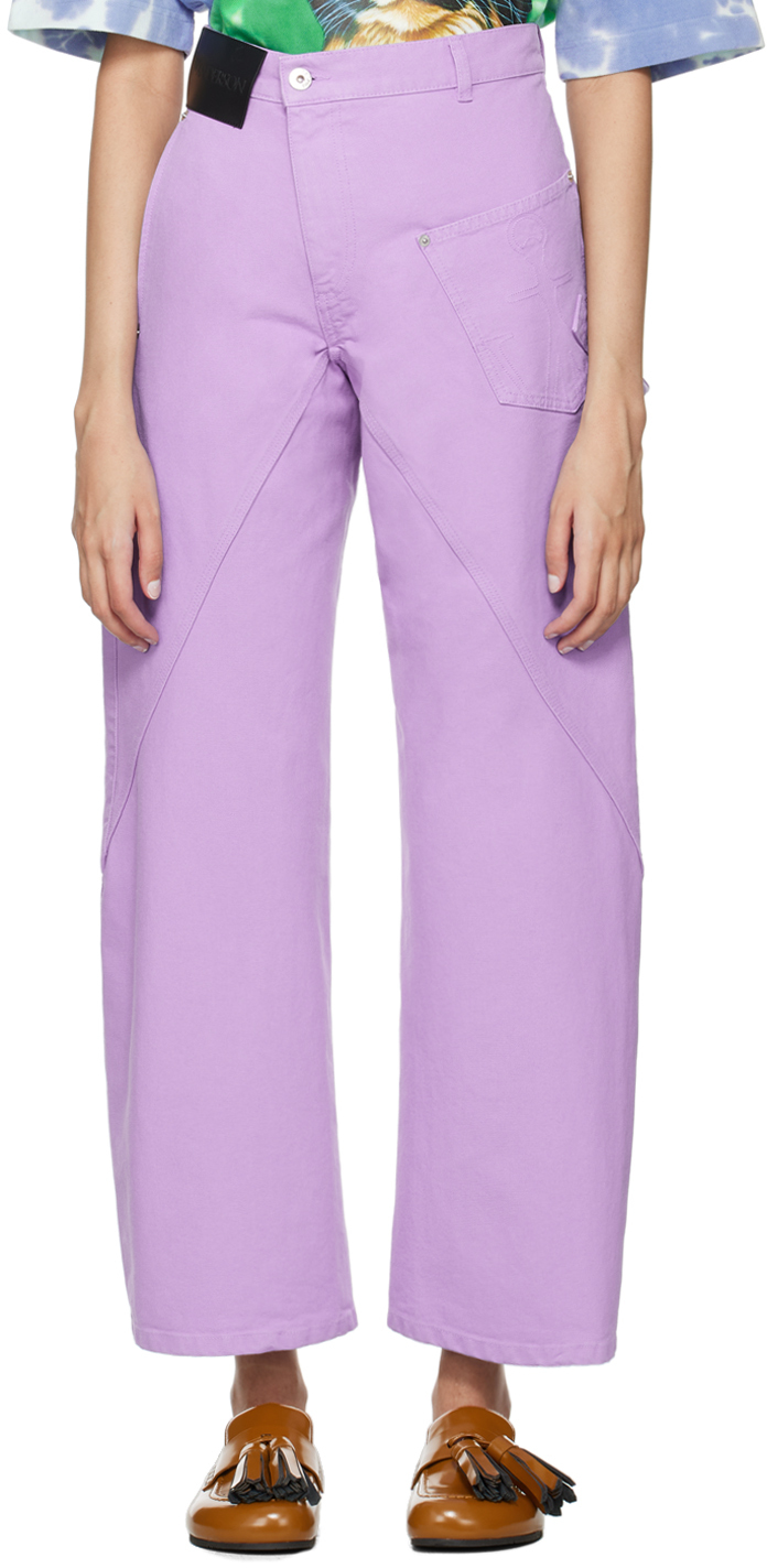 Purple Twisted Denim Trousers
