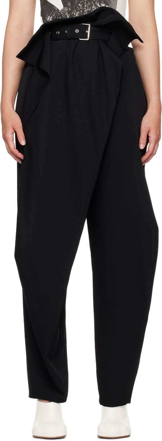 Shop Jw Anderson Black Fold Over Trousers In 999 Black