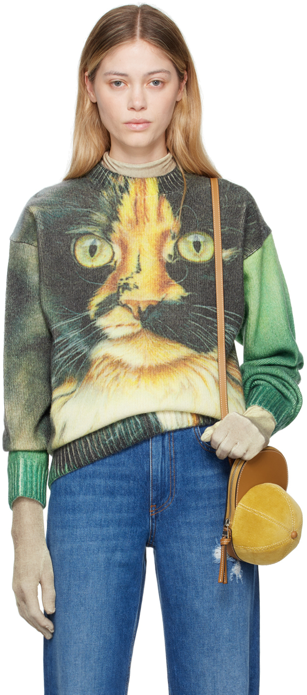 Shop Jw Anderson Green Printed Sweater In 540 Emerald