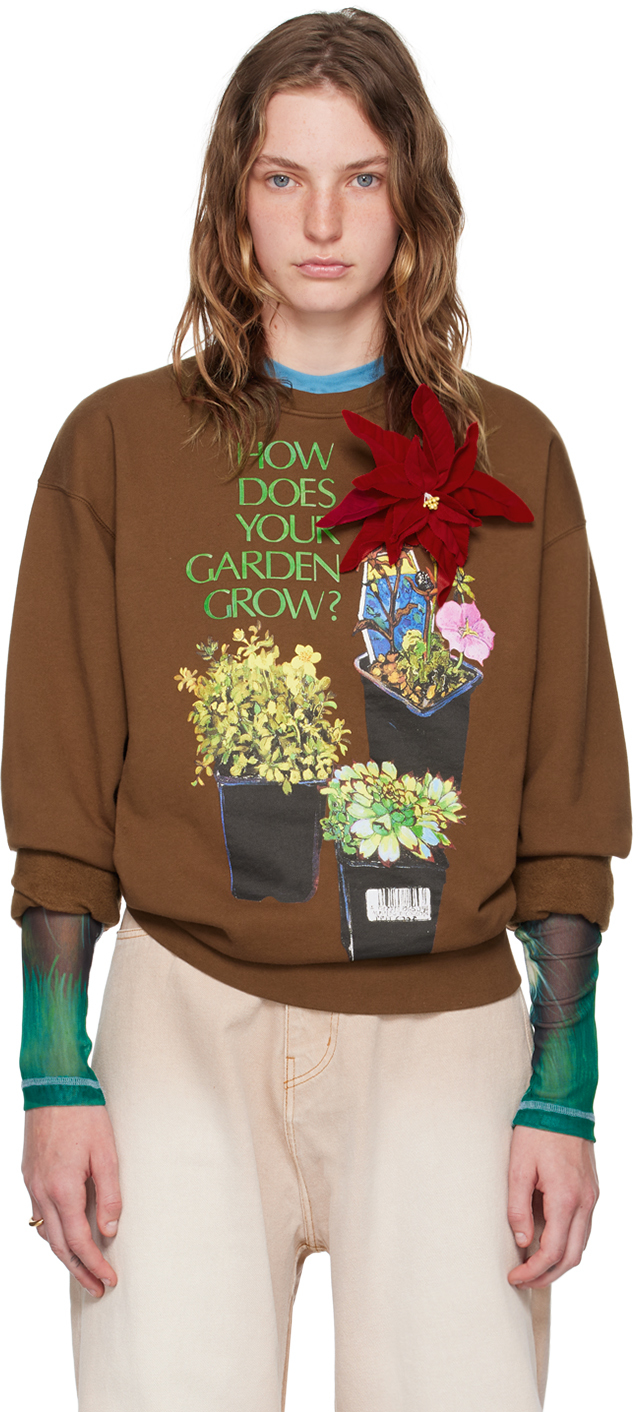 JW ANDERSON BROWN FLOWER POT SWEATSHIRT 