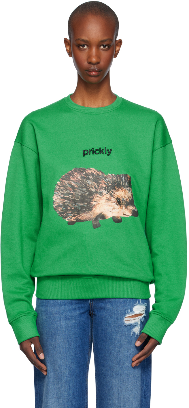 Green Hedgehog Print Sweatshirt